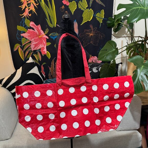 IKEA SÄCKKÄRRA Red /White Polka Dot, Reuseable Large Shopper Tote Bag 903.002.83 - Picture 2 of 8